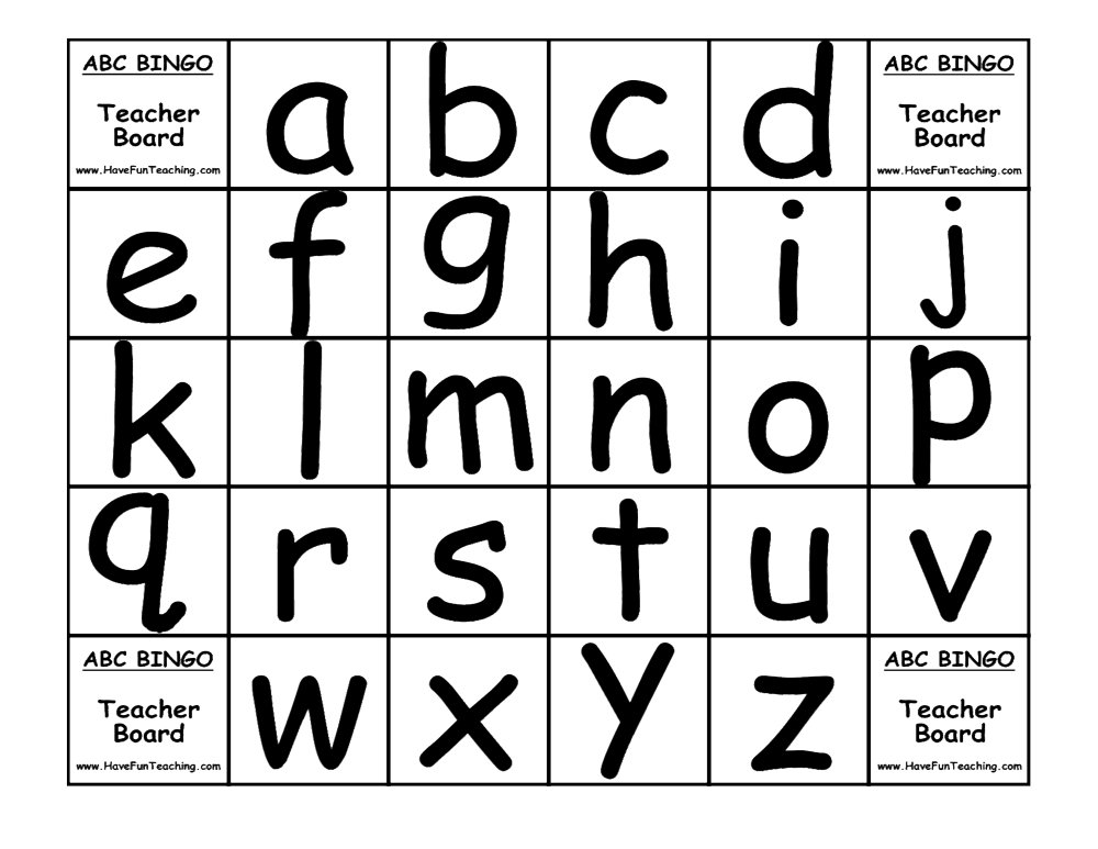 Alphabet Bingo Cards Printable
